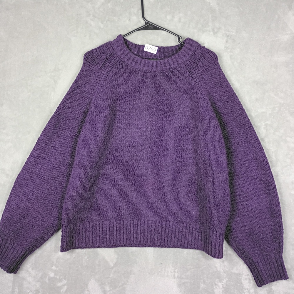 Banana Republic Sweater Womens L Purple Boucle Knit Cotton Merino Wool Gorpcore